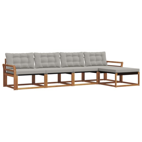 vidaXL Ensemble de canapés d'extérieur 5 pc Gris Naturel et Clair