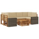 vidaXL Ensemble de canapés d'extérieur 7 pc Naturel et Beige