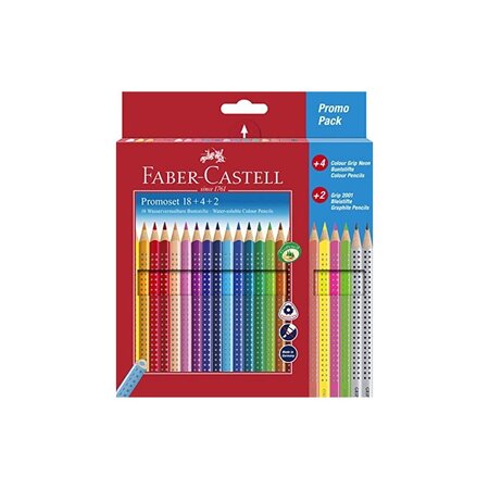 FABER-CASTELL etui de  24 Crayon couleur triangle ColourGRIP,