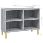 vidaXL Meuble TV avec pieds en bois massif Sonoma gris 69 5x30x50 cm