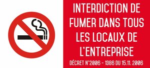 Autocollant vinyl - Interdiction interdit de fumer dans tous les locaux de l'entreprise - L.200 x H.100 mm UTTSCHEID