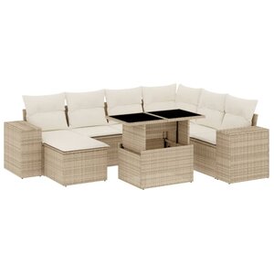 vidaXL Salon de jardin avec coussins 8 Pièces beige résine tressée