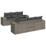 vidaXL Salon de jardin avec coussins 7 Pièces gris résine tressée