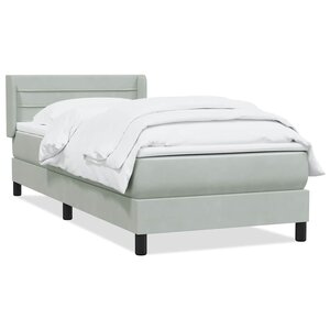 vidaXL Sommier à lattes de lit et matelas gris clair 90x210 cm velours