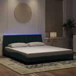 vidaXL Cadre de lit avec LED sans matelas Hanko vert foncé 180x200 cm velours