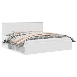 vidaXL Cadre de lit Blanc 200 x 200 cm Bois de pin massif