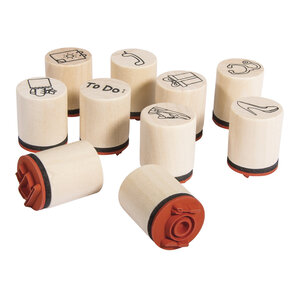 Kit mini - tampons en bois "Plan"  2cm ø  2 5cm  boîte 10 pces