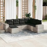 vidaXL Salon de jardin avec coussins 7 Pièces gris clair résine tressée