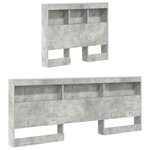 vidaXL Lit Bibliothèque Gris Béton 100x200 cm Bois d'ingénierie