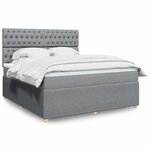 vidaXL Sommier à lattes de lit avec matelas Gris clair 180x200cm Tissu