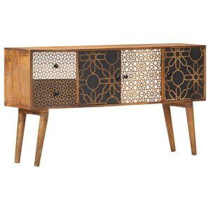 vidaXL Buffet avec motif imprimé 130x30x70 cm Bois de manguier massif