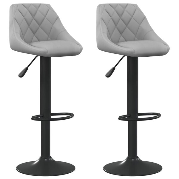 vidaXL Tabourets de bar lot de 2 gris clair velours