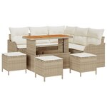 vidaXL Ensemble 9 pièces canapé jardin avec coussins beige poly rotin acacia