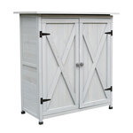 Abri de jardin armoire de jardin remise pour outils sur pied dim. 110L x 55l x 117H cm 2 étagères 2 portes toit bitumé étanche bois massif pin pré-huilé gris