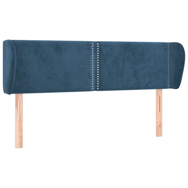 vidaXL Tête de lit avec oreilles Bleu foncé 147x23x78/88 cm Velours