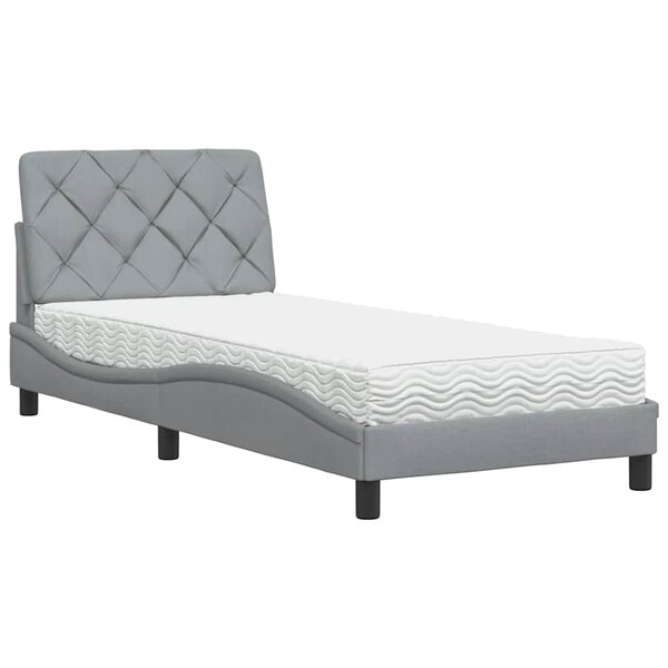 vidaXL Lit avec matelas gris clair 80x200 cm tissu