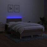 vidaXL Sommier à lattes de lit avec matelas LED Taupe 120x200 cm Tissu