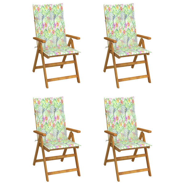 vidaXL Chaises inclinables de jardin lot de 4 et coussins Bois acacia