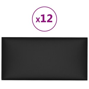 vidaXL Panneaux muraux 12 Pièces Noir 60x30 cm Similicuir 2 16 m²