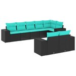 vidaXL Salon de jardin 8 Pièces avec coussins noir résine tressée