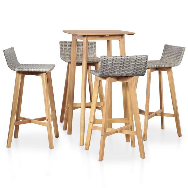 vidaXL Ensemble à manger d'extérieur 5 Pièces Bois d'acacia solide