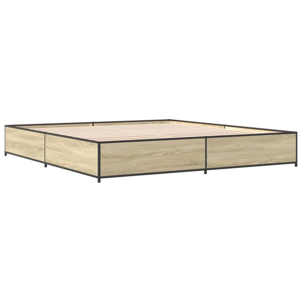 vidaXL Cadre de lit chêne sonoma 200x200 cm bois d'ingénierie et métal