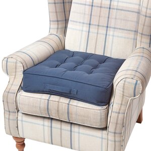 Coussin d'assise rehausseur en coton Bleu marine  50 x 50 x 10 cm - HOMESCAPES