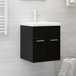 vidaXL Armoire d'évier avec lavabo intégré Noir Aggloméré