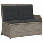 vidaXL Salon de jardin 5 Pièces avec coussins Gris Résine tressée