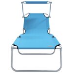 vidaXL Chaises Longues Pliantes 2 Pièces avec Auvent Bleu vif Tissu Oxford 600D