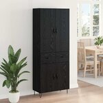 vidaXL Haut Armoire 2 Pièces Chêne noir Bois d'ingénierie et verre