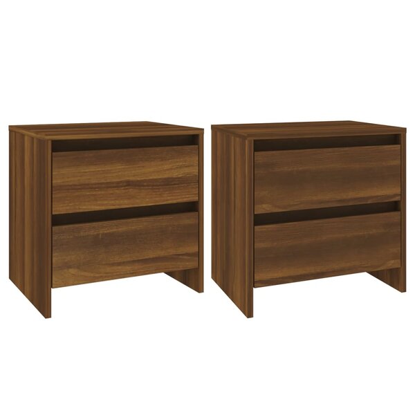 vidaXL Tables de chevet 2 Pièces Chêne marron 45x34 5x44 5 cm Aggloméré