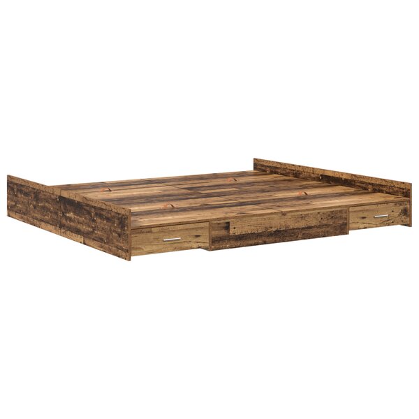 vidaXL Cadre de lit avec rangement Bois ancien 180 x 200 cm