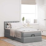 vidaXL Lit ottoman avec matelas gris clair 90x200 cm tissu