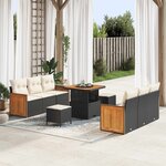 vidaXL Ensemble de canapé de jardin avec coussin 9 Pièces Noir et Crème