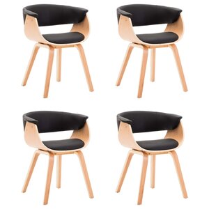 vidaXL Chaises à manger lot de 4 noir bois courbé et similicuir