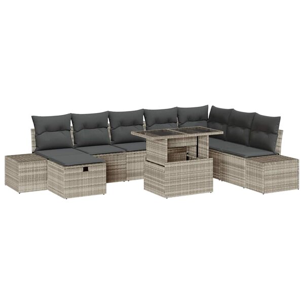 vidaXL Ensemble de canapé de jardin 9 Pièces Gris clair polyrotin