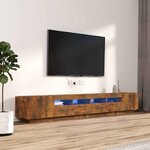 vidaXL Ensemble de meubles TV avec lumières LED 3 Pièces Chêne fumé