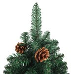 vidaXL Sapin de Noël mince pré-éclairé et bois véritable/pommes de pin