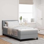 vidaXL Lit à ressorts avec matelas - Gris clair - 90 x 190 cm - Tissu