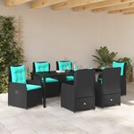 vidaXL Ensemble de salle à manger pour jardin 7 Pièces Noir Poly rotin