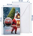 Carte Père Noël +1 Collage JOYEUX NOËL Brillant en Relief 3D +1Enveloppe 12x17cm