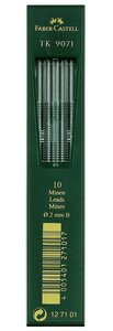Lot de 10 mines 2 mm TK 9071 Noir profond N° B FABER-CASTELL