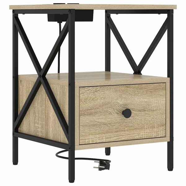 vidaXL Cabinet de chevet avec tiroir Chêne sonoma 41.5 x 40.5 x 55 cm