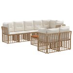 vidaXL Ensemble de canapés d'extérieur 9 Pièces Blanc Naturel et Crème