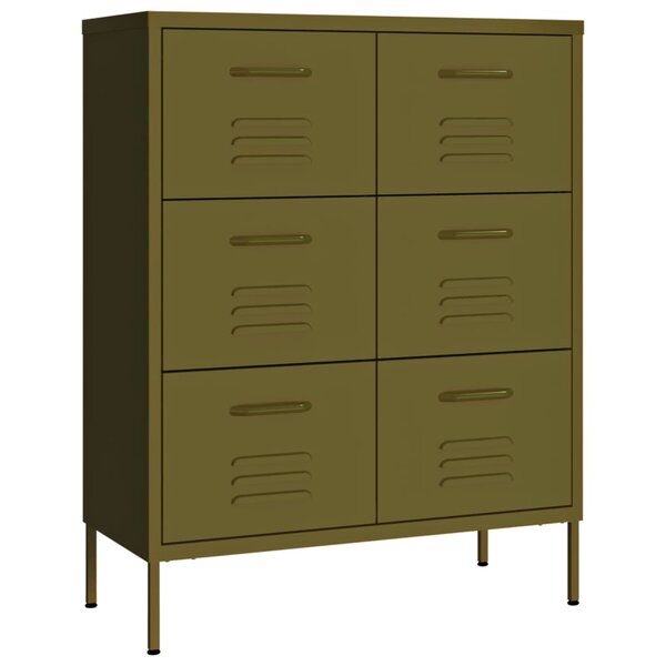 vidaXL Armoire à tiroirs Vert olive 80x35x101 5 cm Acier