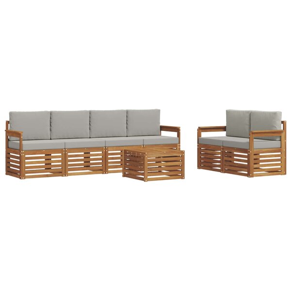 vidaXL Ensemble de canapés d'extérieur 7 Pièces Gris Naturel et Clair