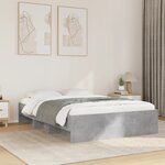 vidaXL Cadre de lit sans matelas gris béton 140x200 cm bois ingénierie
