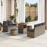 vidaXL Ensemble de canapé de jardin 8 Pièces Gris polyrotin