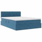 vidaXL Lit de Rangement avec matelas Bleu foncé 140 x 200 cm Velours